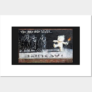 Banksy Bear vs Police Art Posters and Art